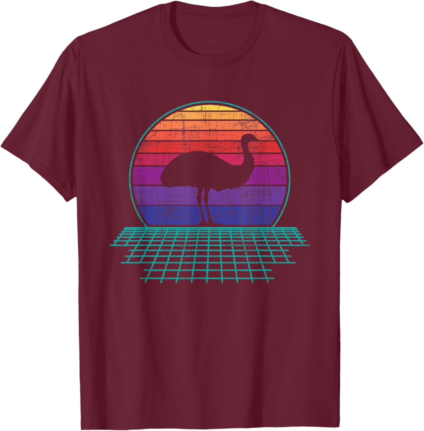 Emu Retro Vintage - Animal Lover Zookeeper Ornithologist T-Shirt - T-Shirt | Maroon