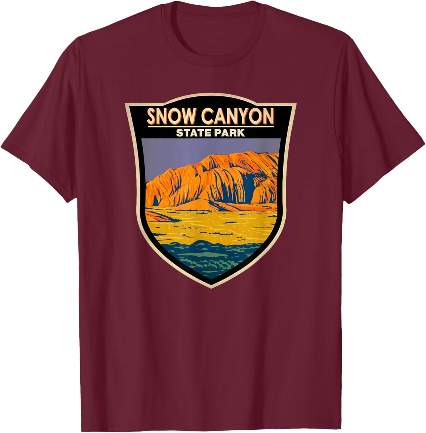 Snow Canyon State Park Utah Badge Vintage T-Shirt - T-Shirt | Maroon