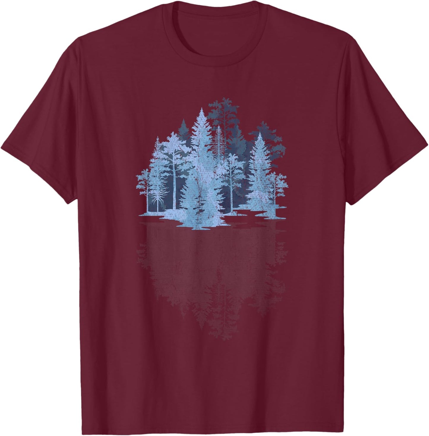 Nature Trees Reflection Outdoors Wildlife Forest T-Shirt - T-Shirt | Maroon