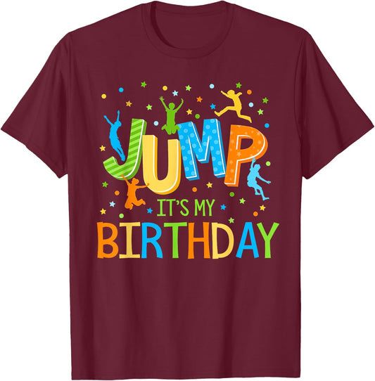 Let's Jump It's My Birthday Trampoline Bday Matching Bounce T-Shirt - T-Shirt | Maroon