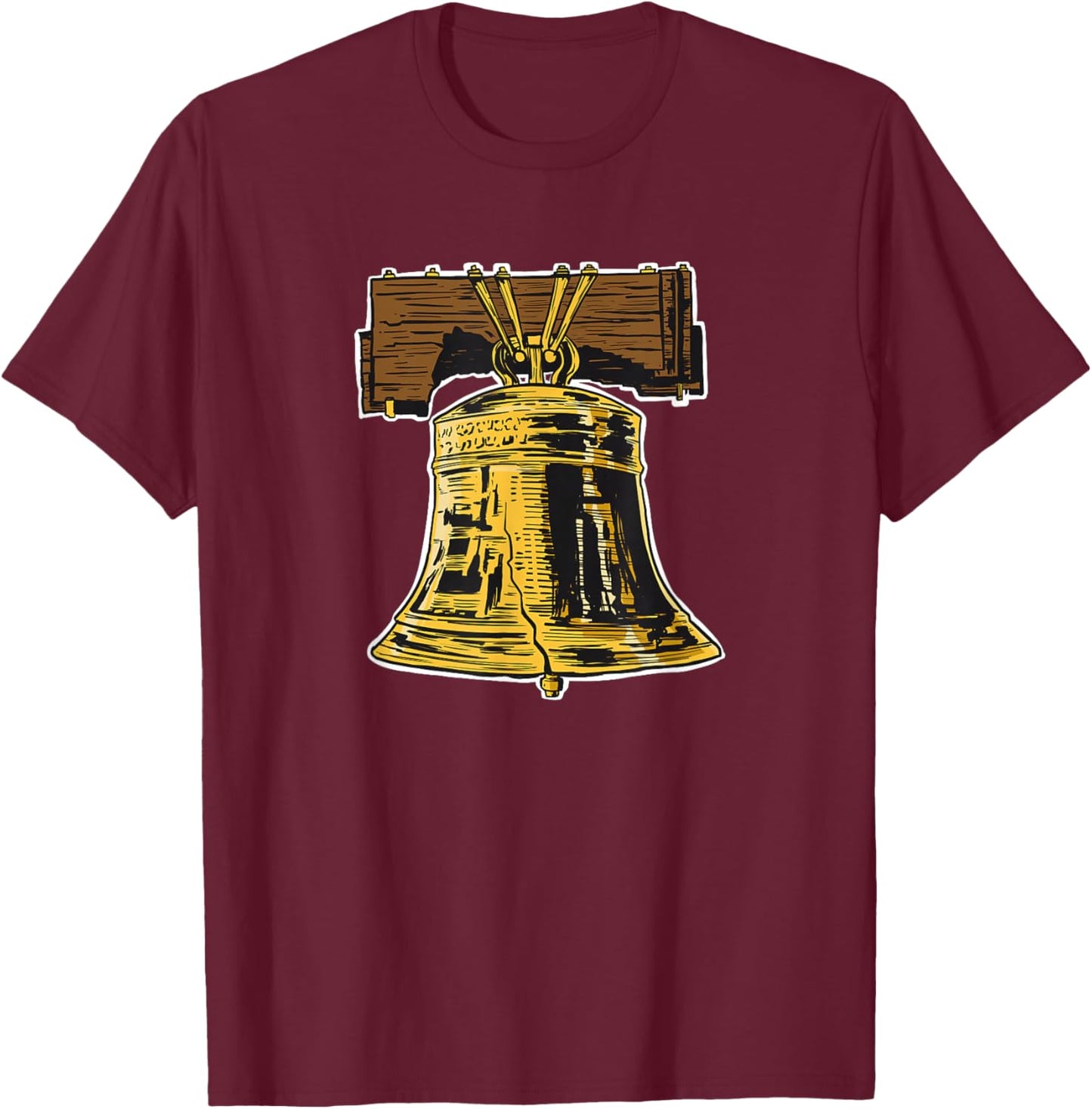 Miftees Philadelphia Liberty Bell Novelty Black Small Classic Fit Short Sleeve -Adults Women's Summer T-Shirt - T-Shirt | Maroon