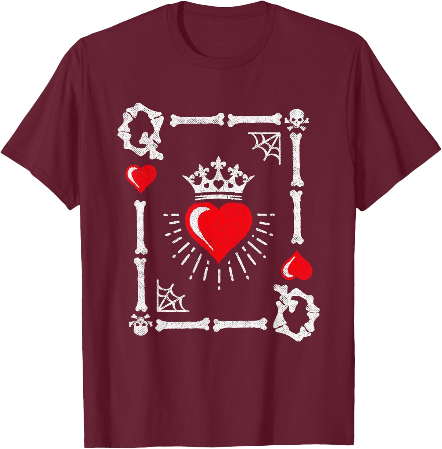 Queen of Hearts Card Costume - Halloween Queen of Hearts T-Shirt - T-Shirt | Maroon