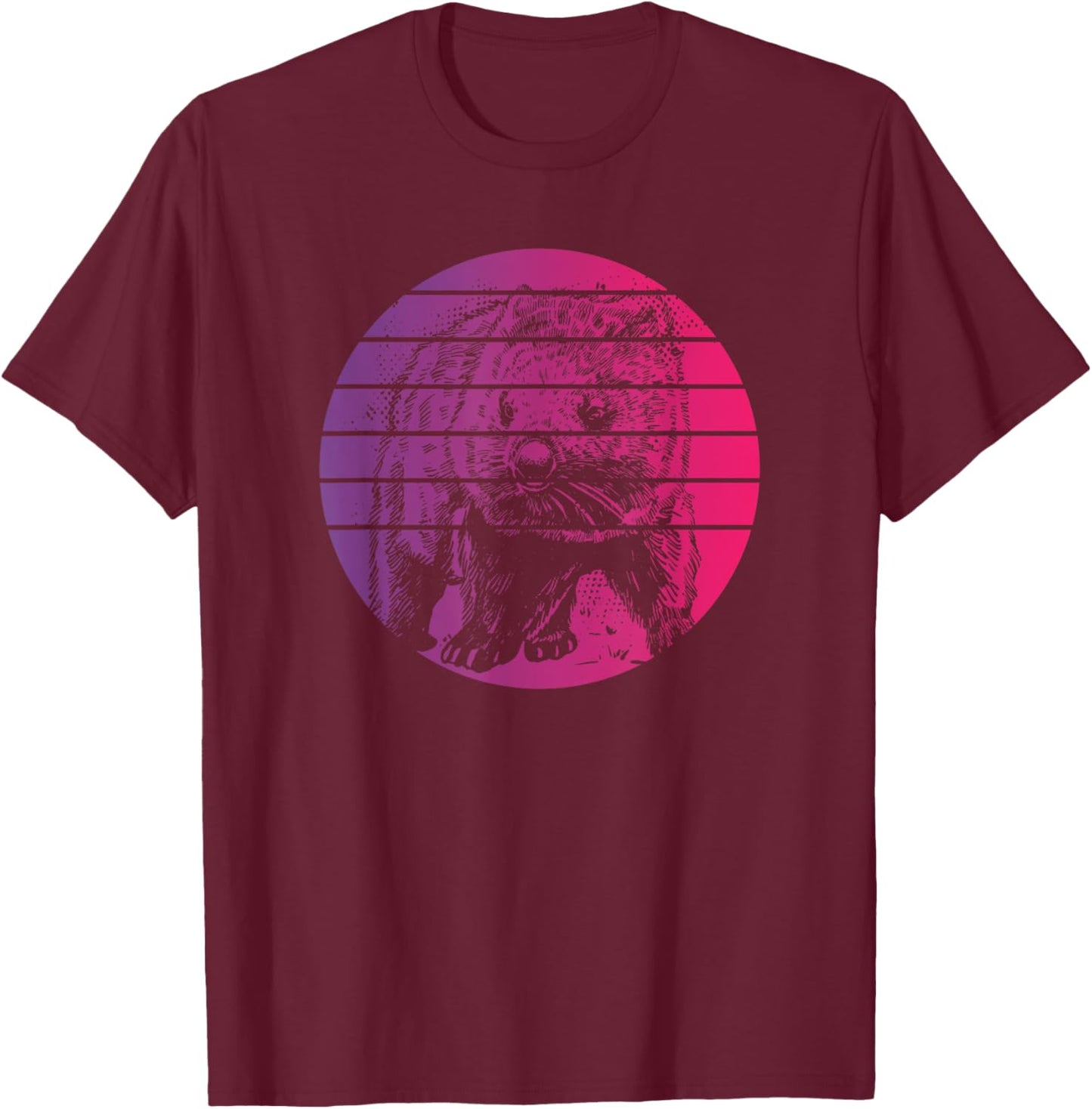 Wombat Retro Style Vintage T-Shirt - T-Shirt | Maroon
