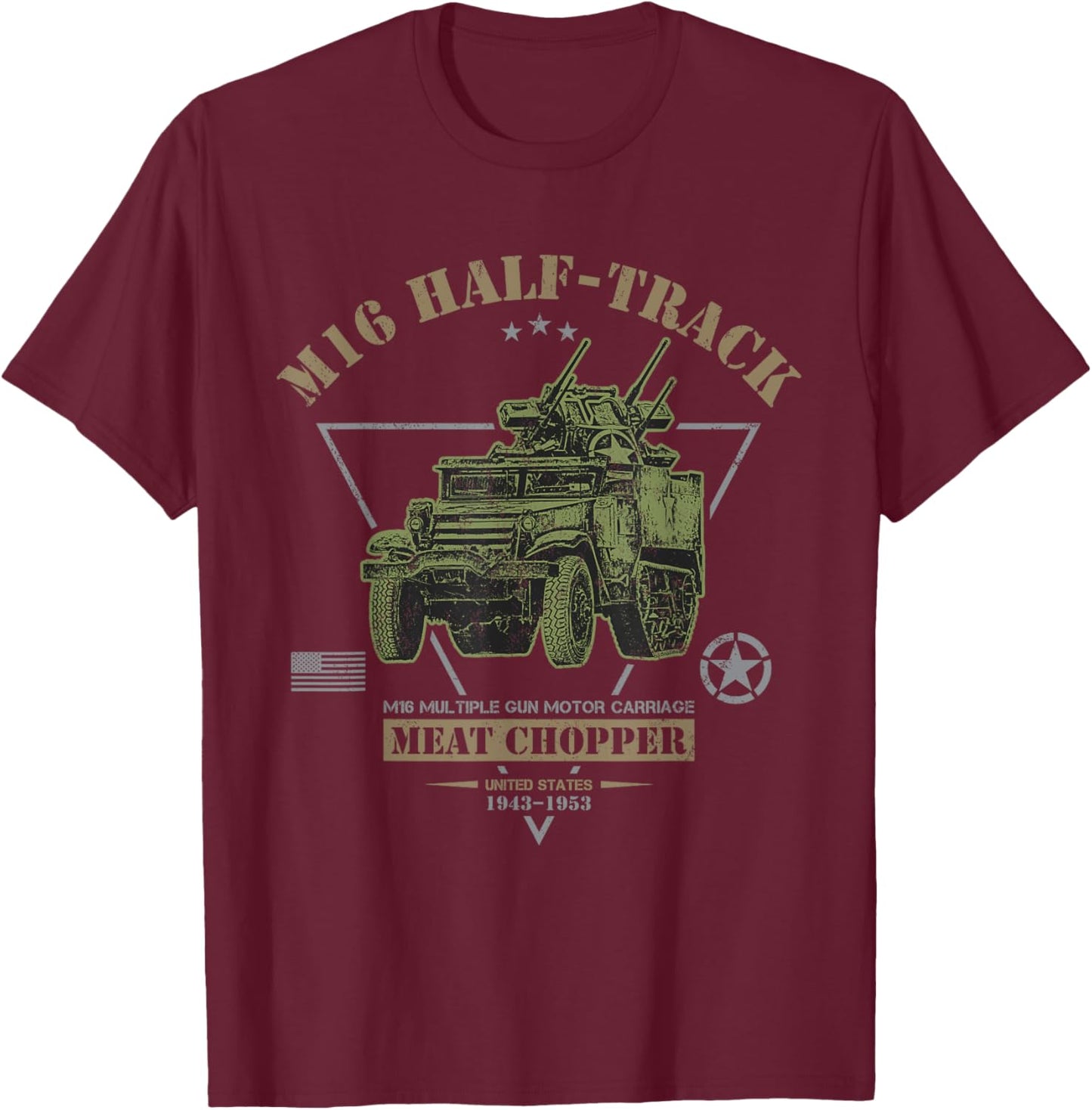 M16 Half-Track "Meat Chopper" MGMC T-Shirt - T-Shirt | Maroon