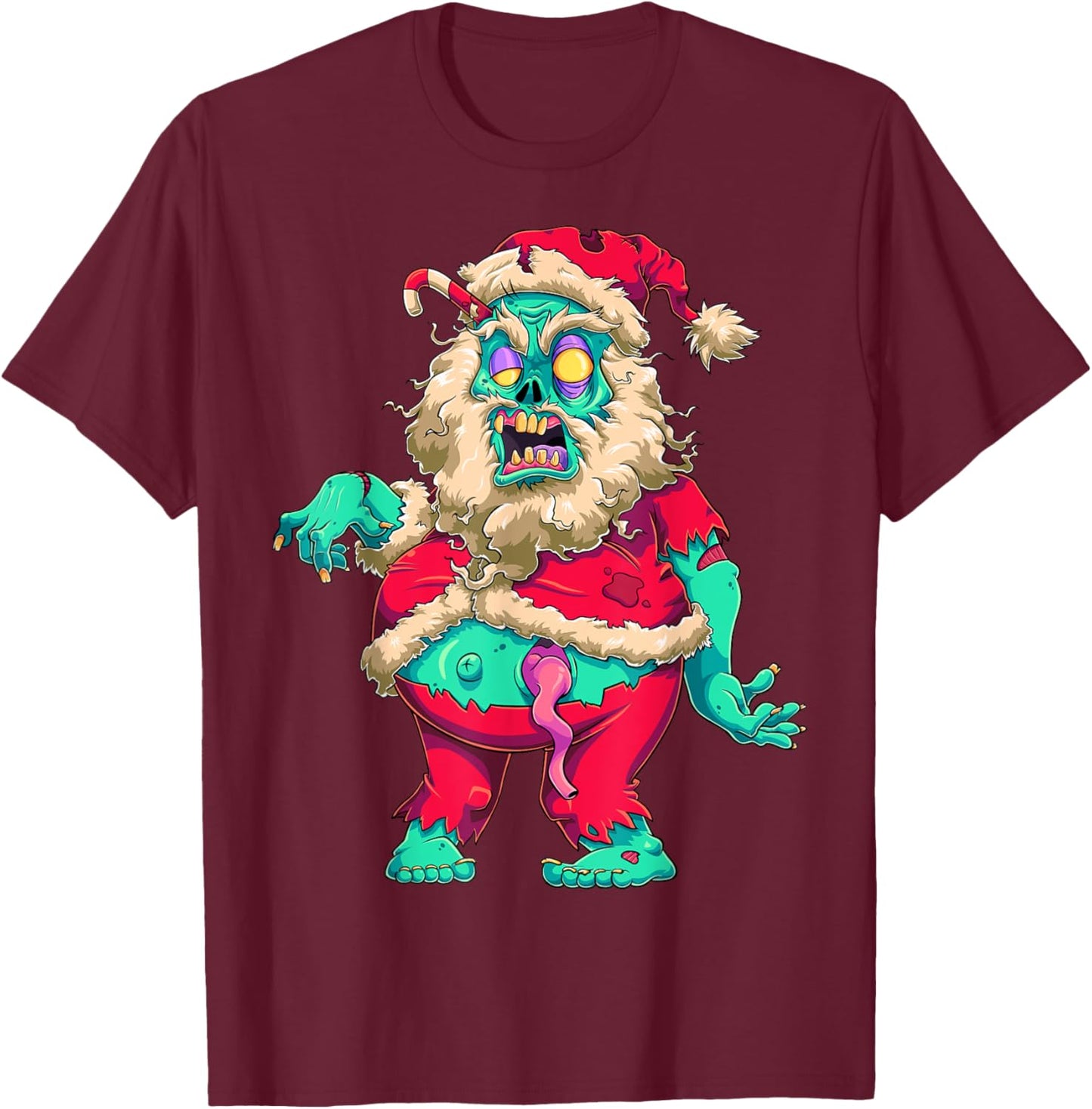Scary Zombie Santa Claus Merry Creepy Christmas Krampus Kids T-Shirt - T-Shirt | Maroon