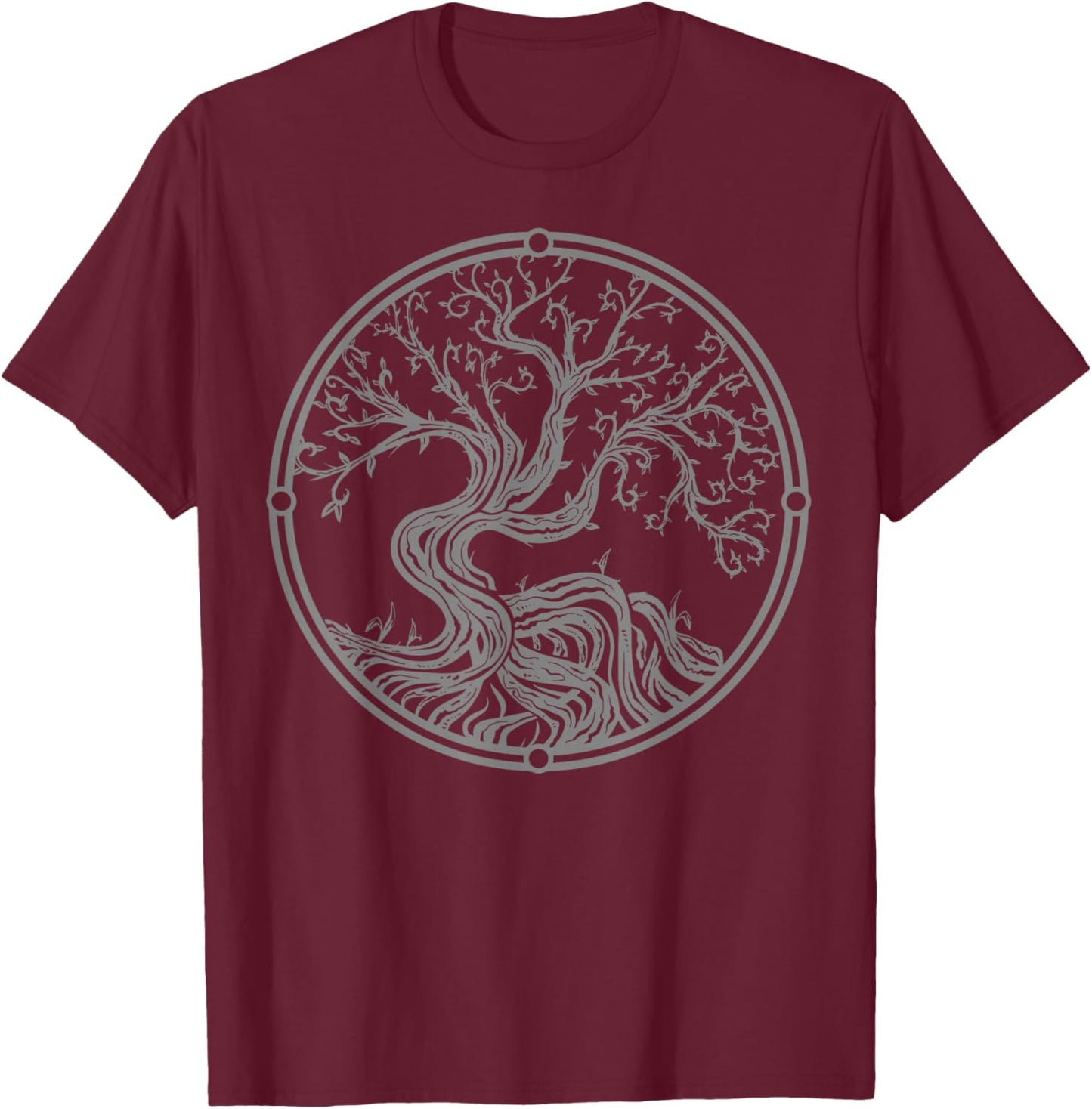 Tree Yggdrasil Viking Celtic Norse Life Symbol T-Shirt - T-Shirt | Maroon