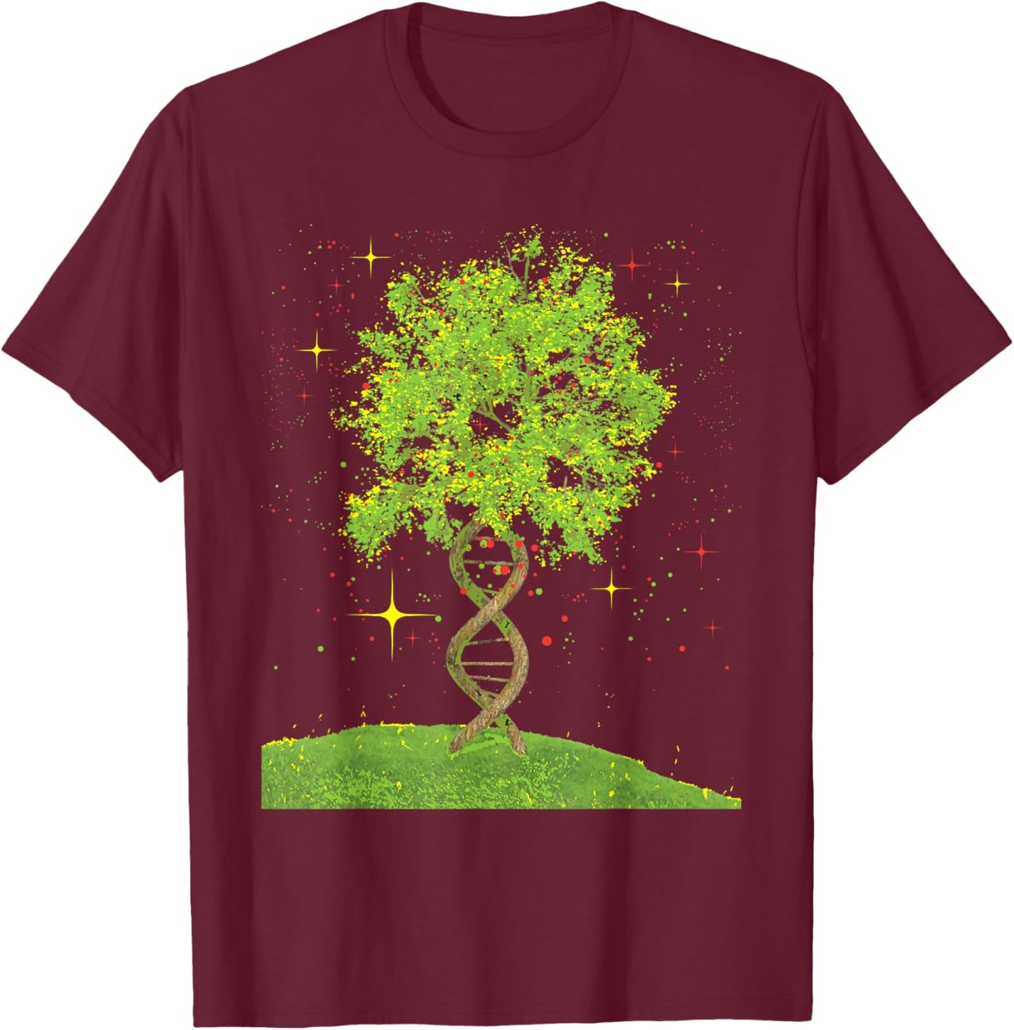 DNA Tree - Biologist Biology Student Science Earth Day T-Shirt - T-Shirt | Maroon