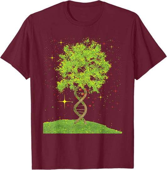 DNA Tree - Biologist Biology Student Science Earth Day T-Shirt - T-Shirt | Maroon