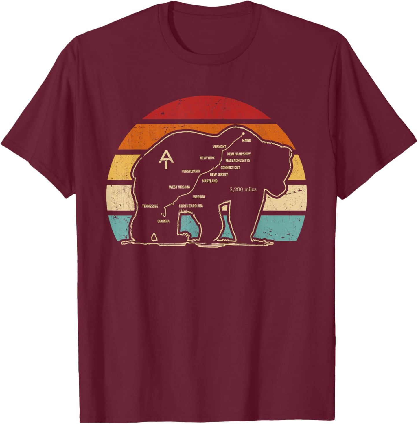 Appalachian Trail, Bear Symbol Of Appalachian National Park T-Shirt - T-Shirt | Maroon