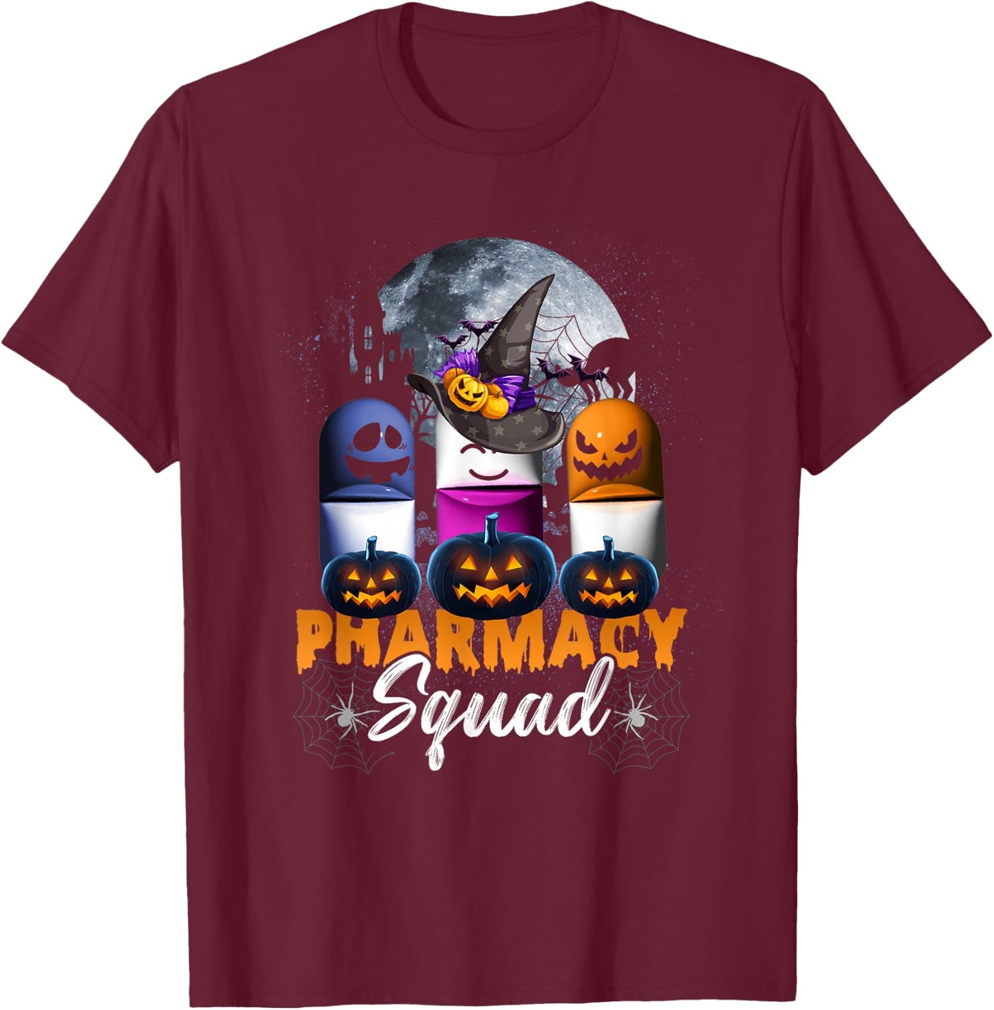 Witch Pills Pharmacy Pharmacist Squad Halloween Costume T-Shirt - T-Shirt | Maroon