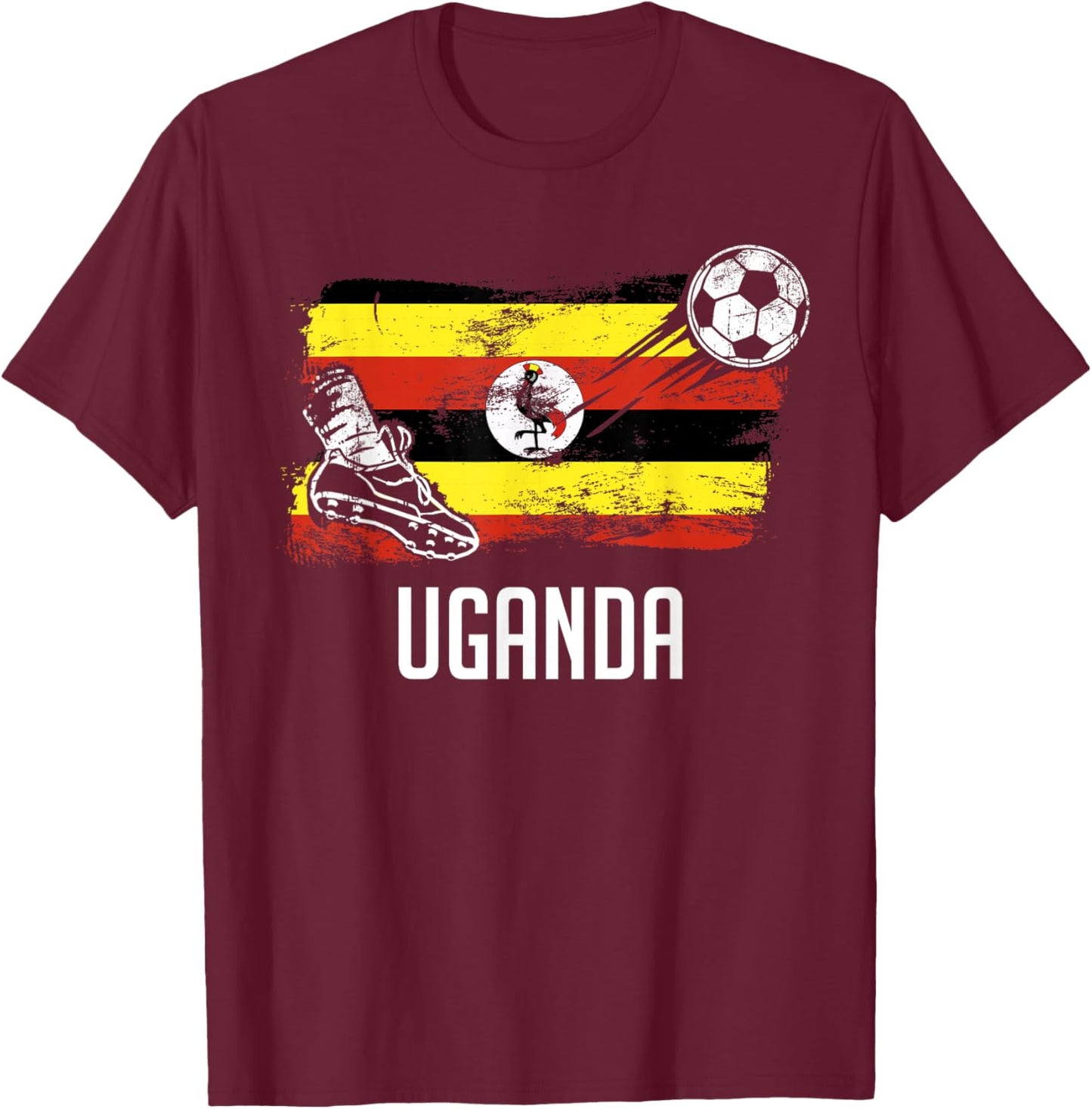 Uganda Flag Jersey Ugandan Soccer Team Ugandan T-Shirt - T-Shirt | Maroon