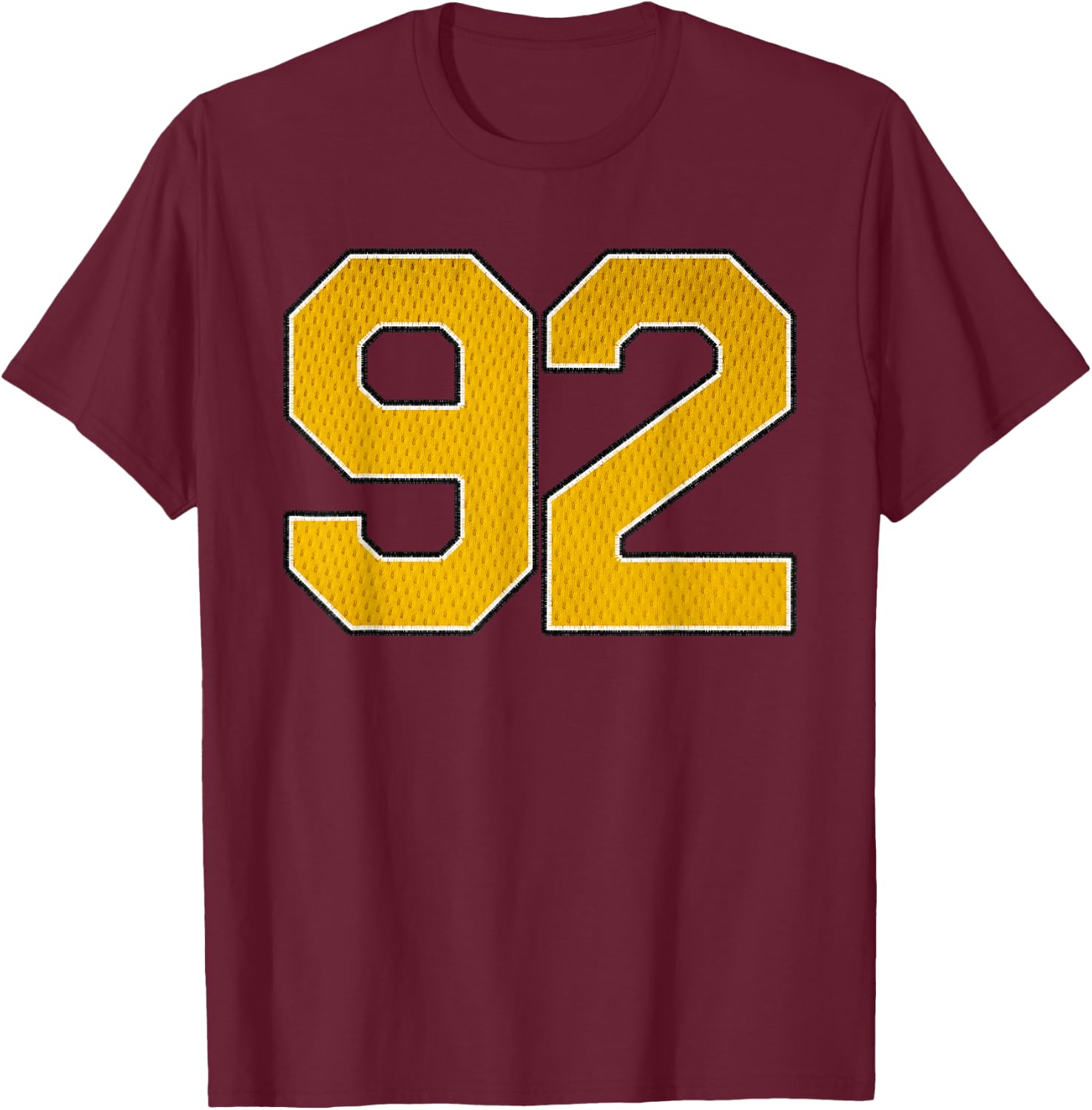 Gold Number 92 Athlete Sports Jersey Supporter Fanwear T-Shirt - T-Shirt | Maroon