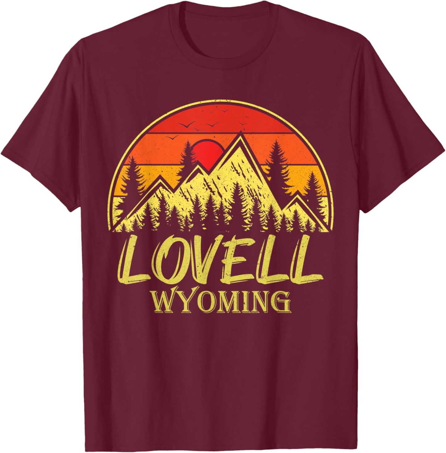 Vintage Lovell Wyoming WY Mountains Hike Hiking Souvenir T-Shirt - T-Shirt | Maroon