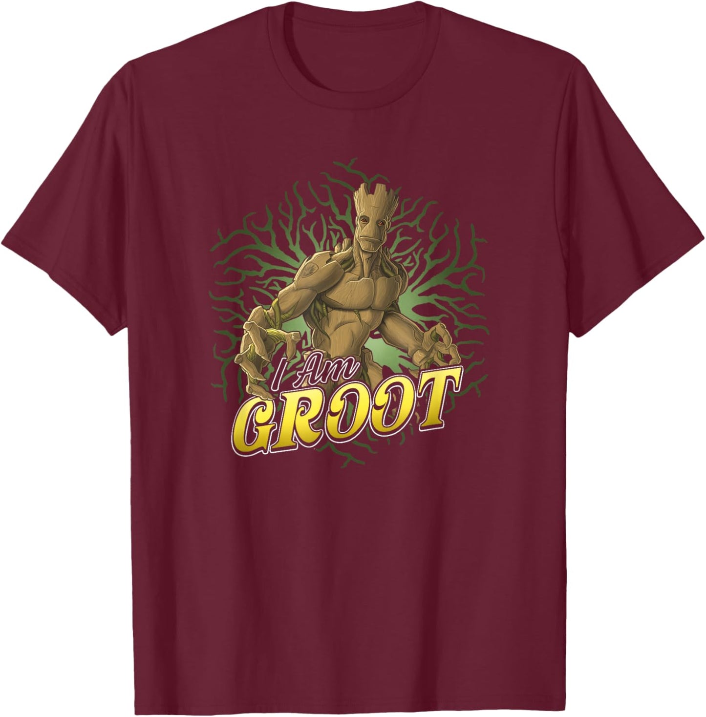 Marvel Guardians Of The Galaxy I Am Adult Groot Roots Poster T-Shirt - T-Shirt | Maroon