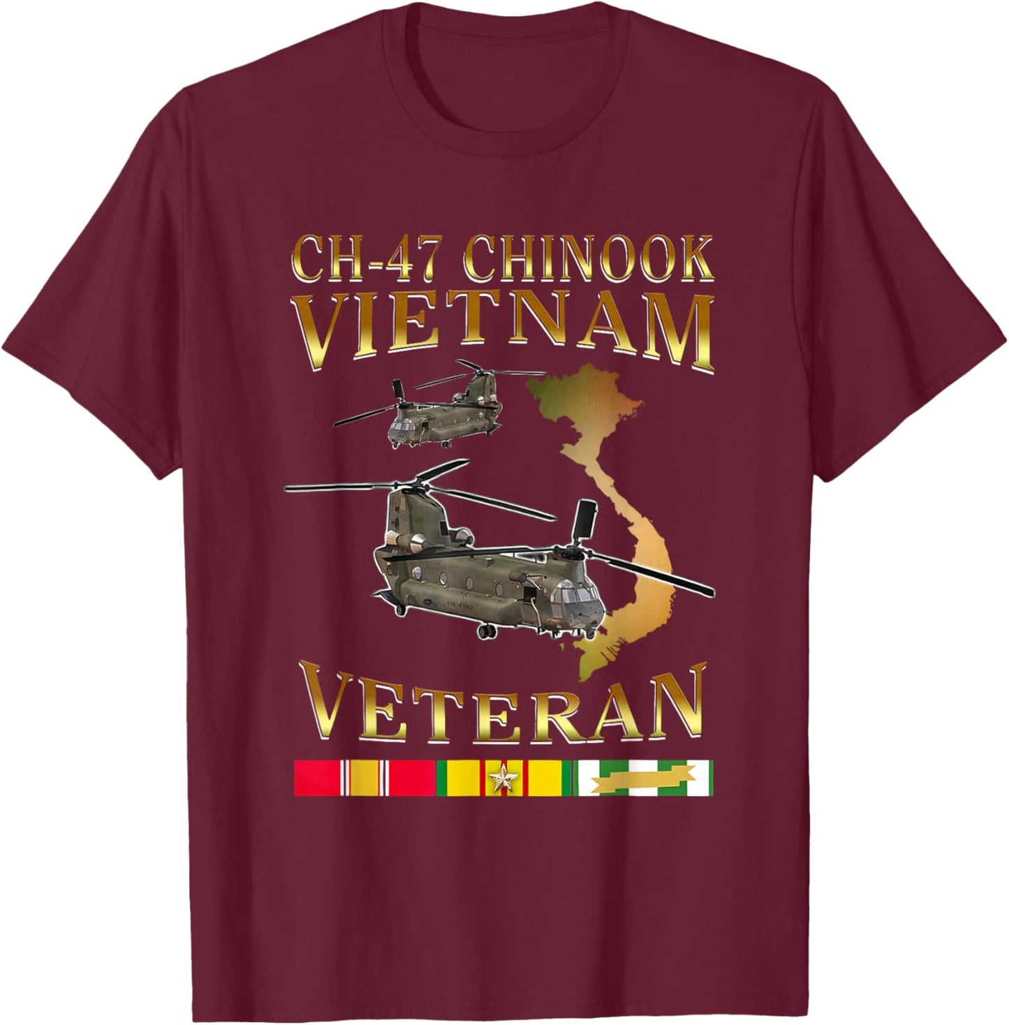 CH-47 chinook Vietnam Veteran Gift Father Veteran T-Shirt - T-Shirt | Maroon
