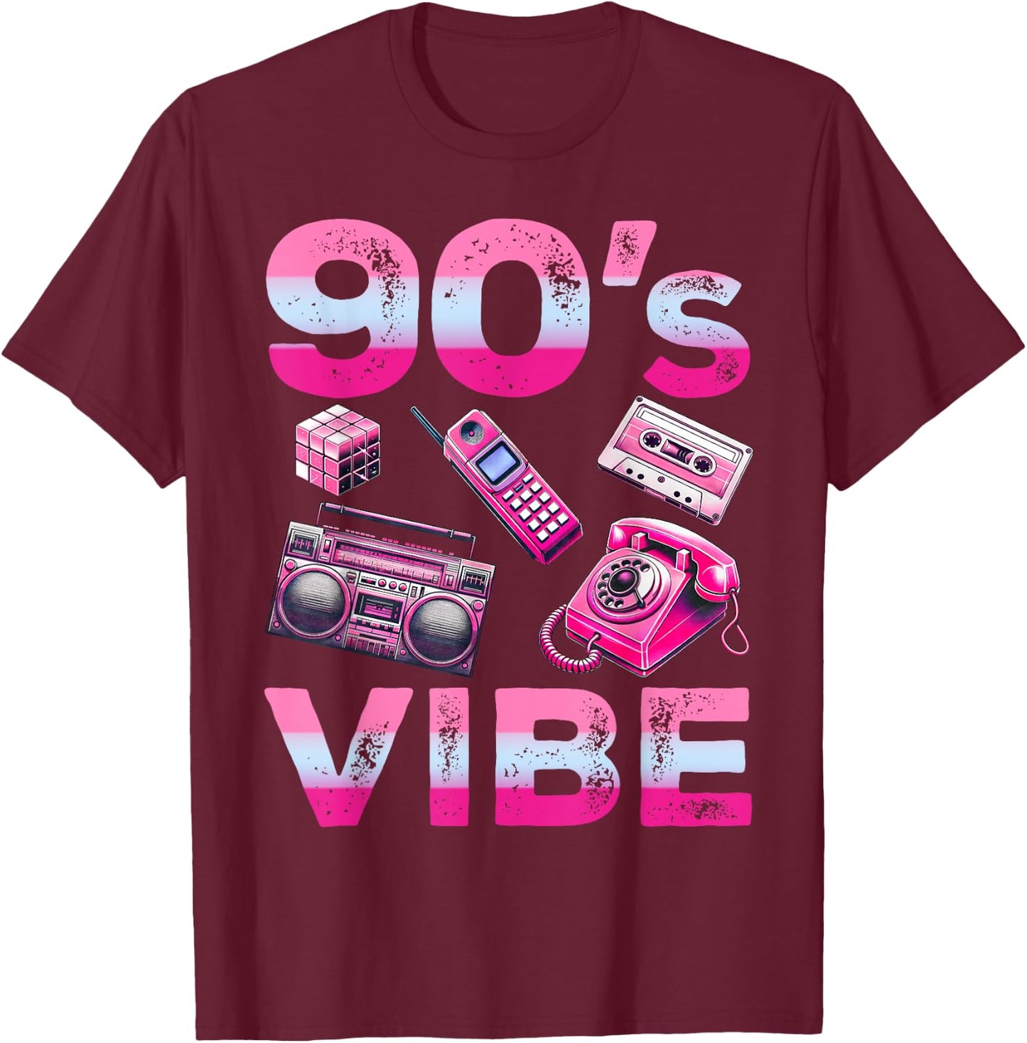 90s Vibe 1990s Vintage Style Nineties Retro Party T-Shirt - T-Shirt | Maroon