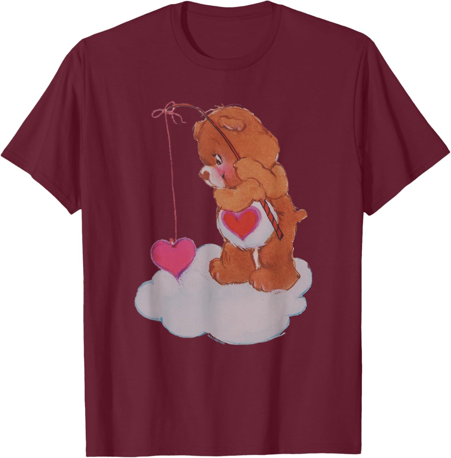 Care Bears Valentine's Day Tenderheart Bear Vintage Fishing T-Shirt - T-Shirt | Maroon