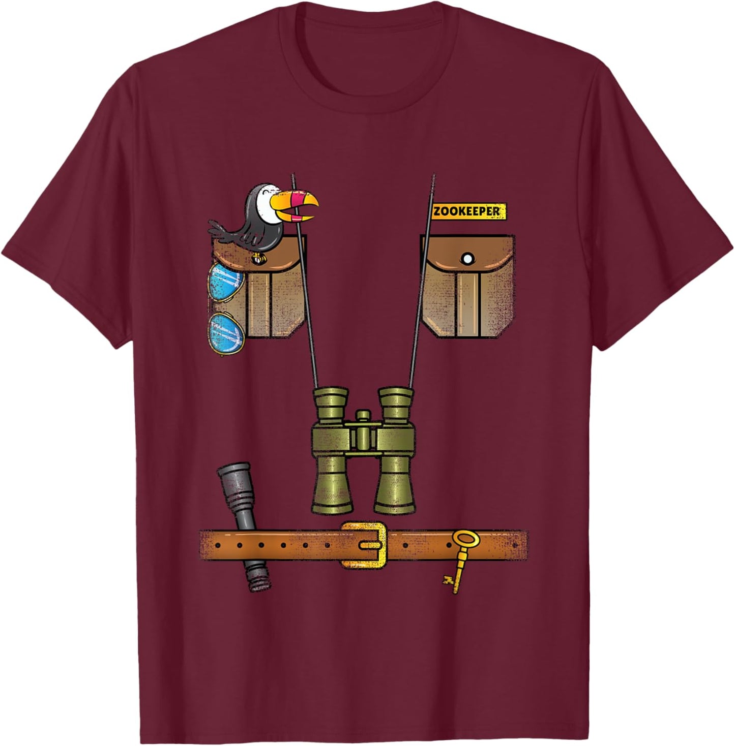 Safari Zookeeper Costume Halloween T-Shirt - T-Shirt | Maroon