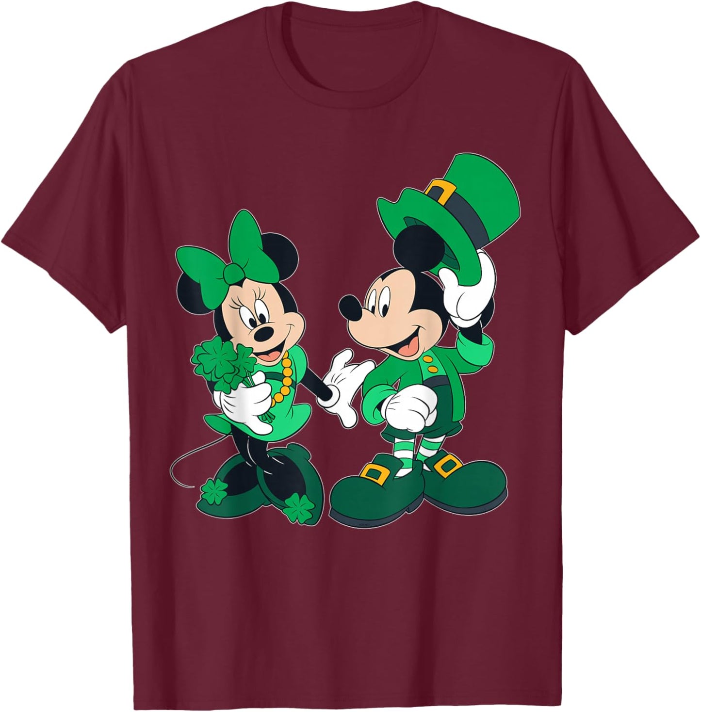Disney Green Leprechaun Mickey & Minnie St. Patrick's Day T-Shirt - T-Shirt | Maroon