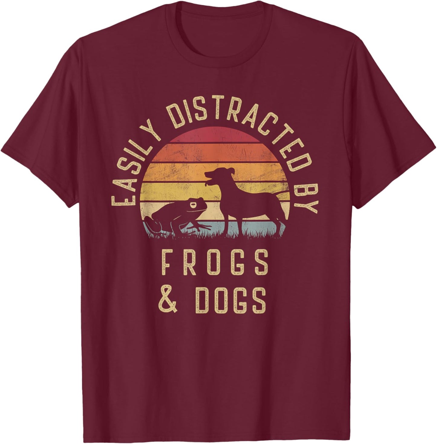 Easily distracted by Frogs and dogs I like heart Frog dog Men Women Girls Kids T-Shirt - T-Shirt | Maroon