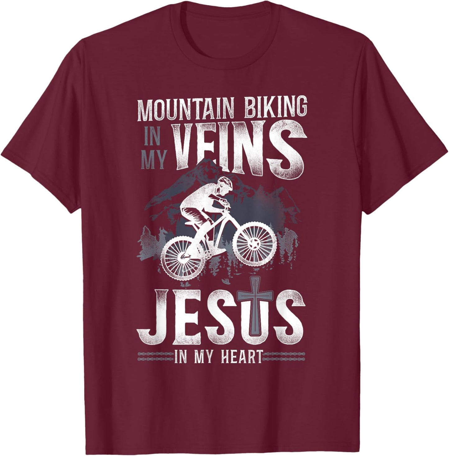 Enduro MTB Mountain Bike Riding Downhill Jesus Faith Vintage T-Shirt - T-Shirt | Maroon