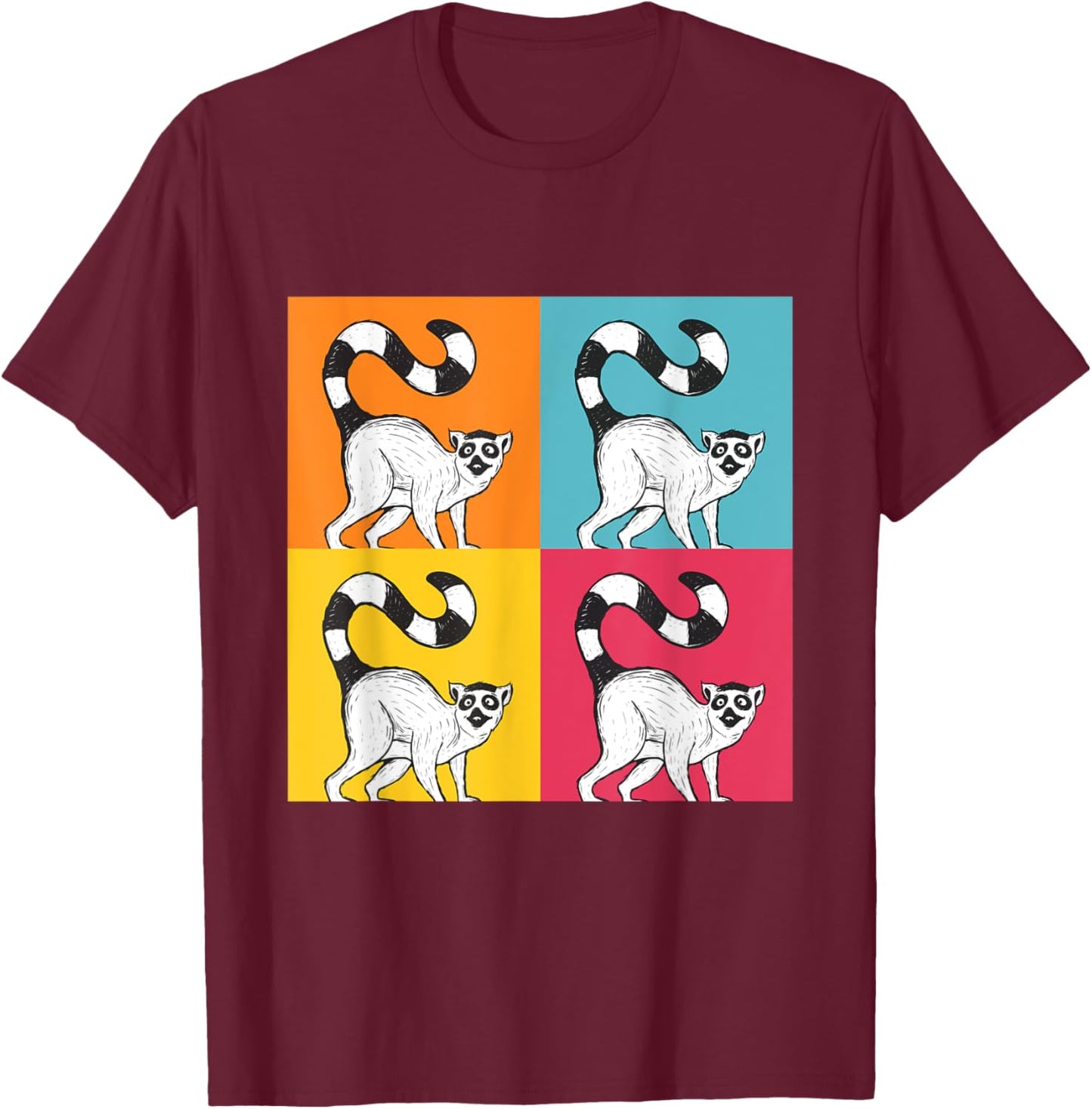 Lemur Pop Art - Zookeeper Animal Researcher Lemur Lover T-Shirt - T-Shirt | Maroon