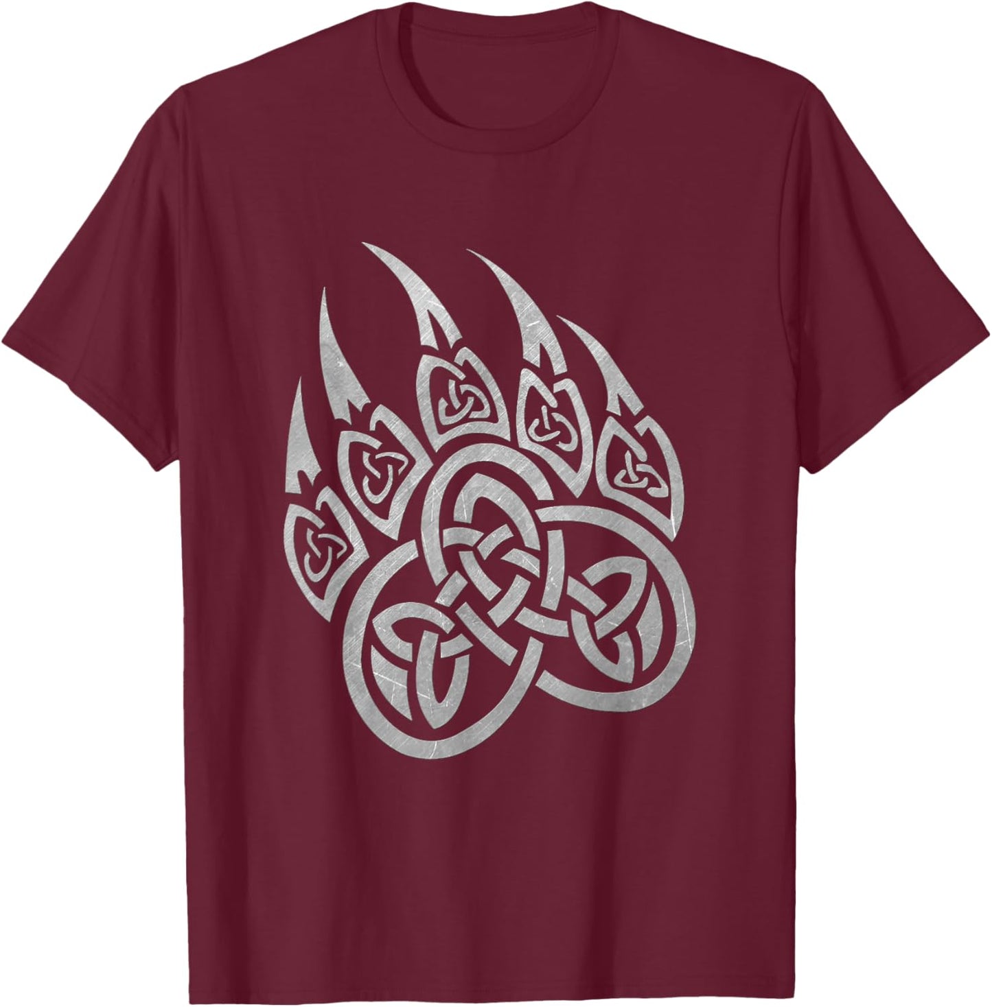 Fenrir The Norse Wolf Shirts & Gifts Viking Bear Paw Tribal Celtic Knot T-Shirt - T-Shirt | Maroon
