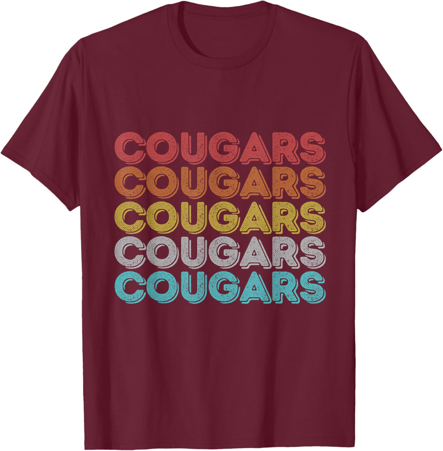 Vintage Retro Cougars T-Shirt - T-Shirt | Maroon