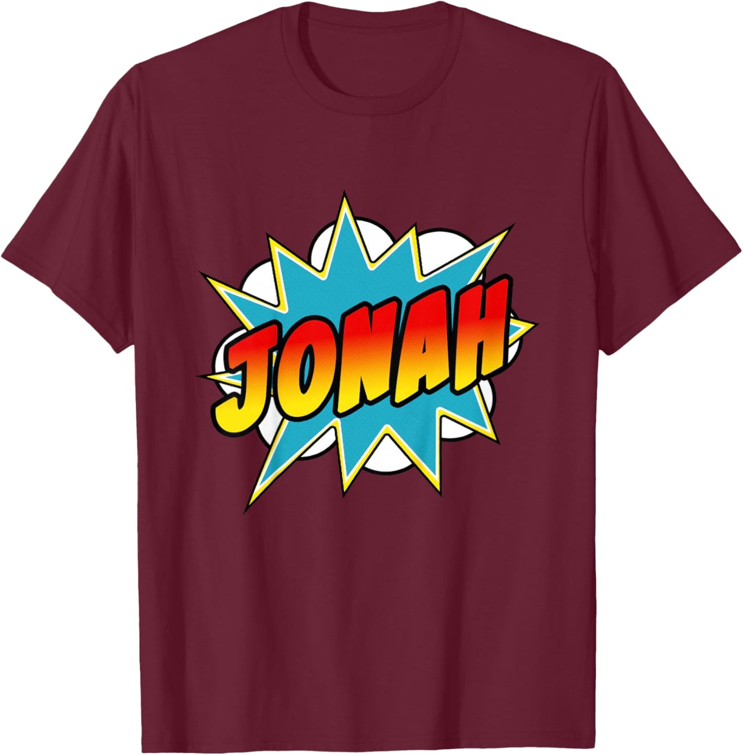 Boys Jonah Name Comic Book Superhero T-Shirt - T-Shirt | Maroon