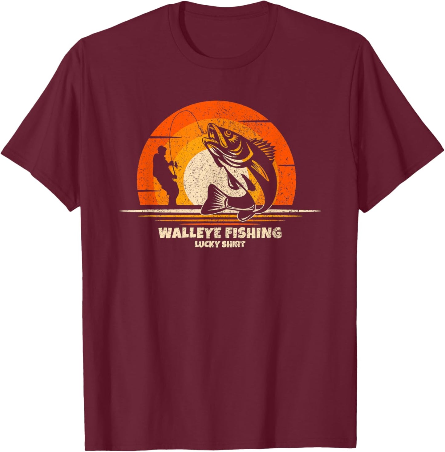 Walleye Fisherman Lucky Charm Walleye Fishing T-Shirt - T-Shirt | Maroon