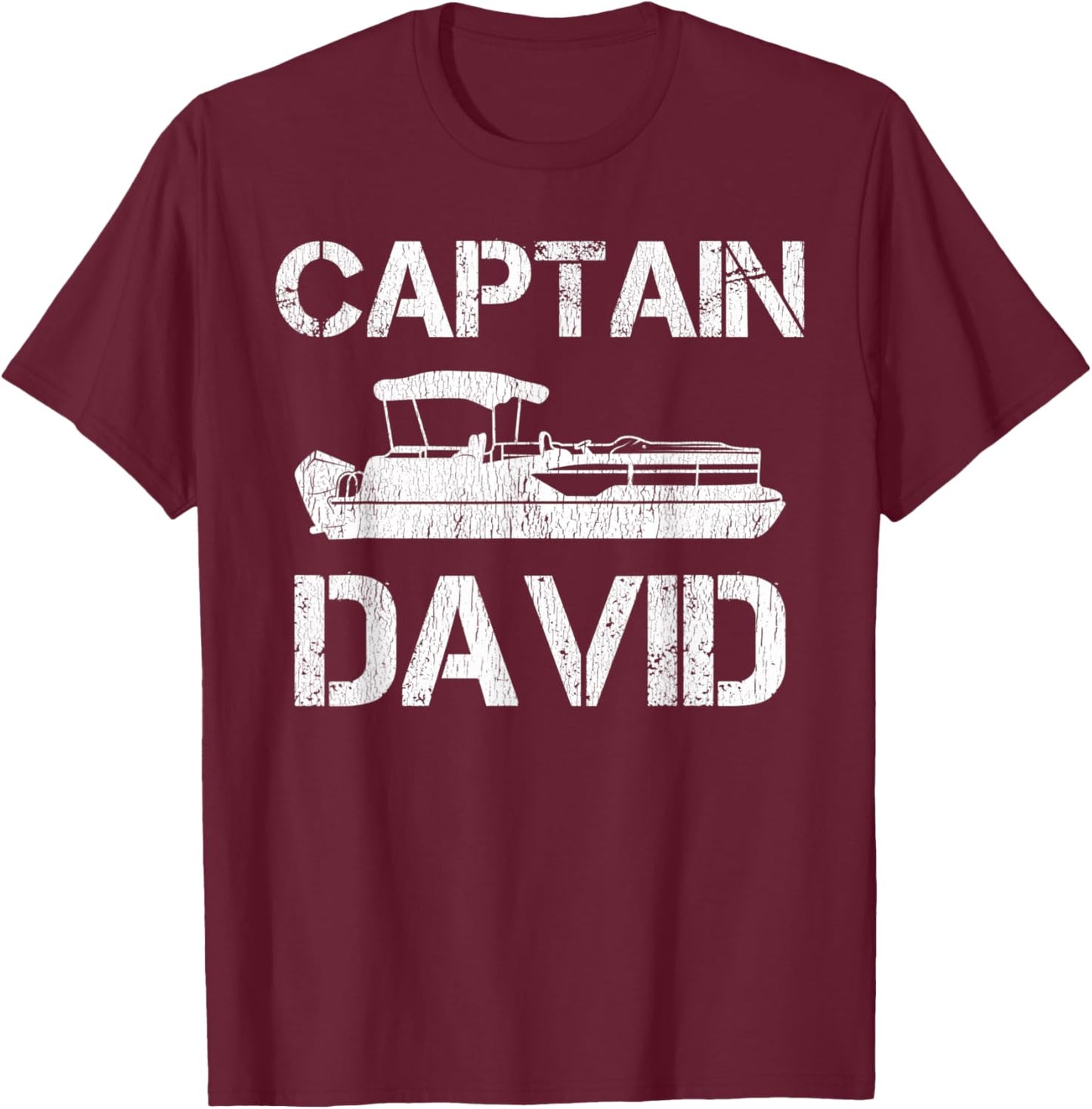 Captain David Pontoon Captain Funny Personalized Name Boat T-Shirt - T-Shirt | Maroon