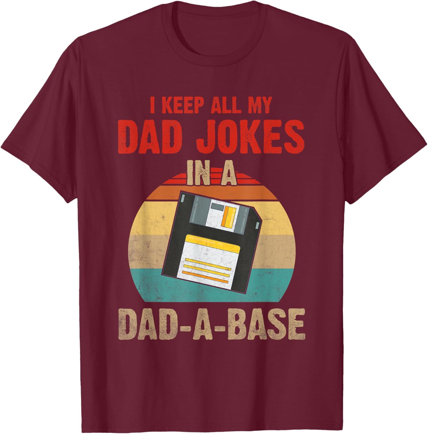 Funny Retro Dad Fathers Day Vintage Jokes Database for kids T-Shirt - T-Shirt | Maroon
