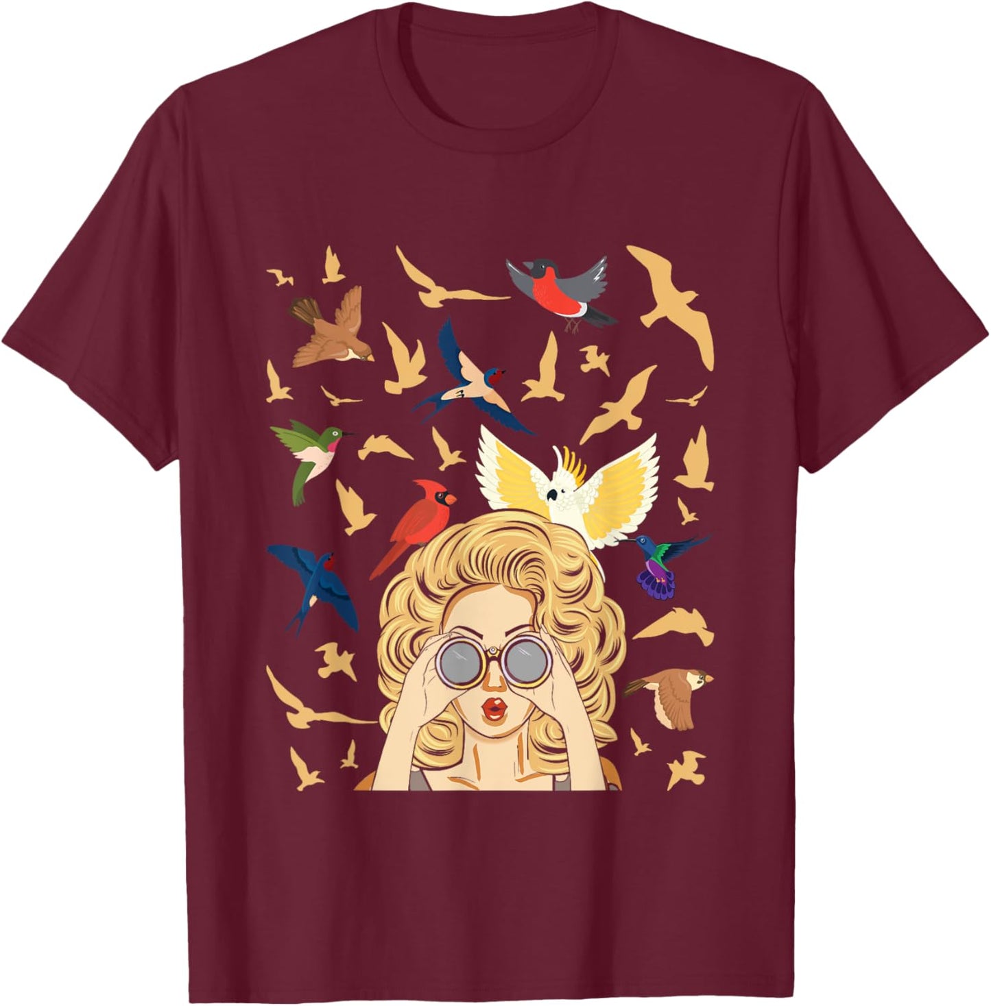 Bird Lover Birding Bird Watching Birder Bird Watcher T-Shirt - T-Shirt | Maroon