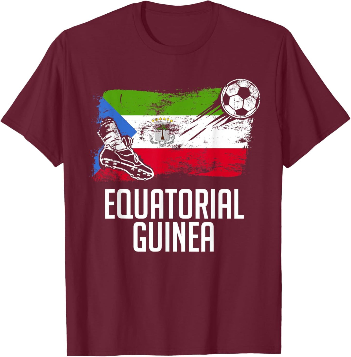 Equatorial Guinea Flag Jersey Guinean Soccer Team T-Shirt - T-Shirt | Maroon