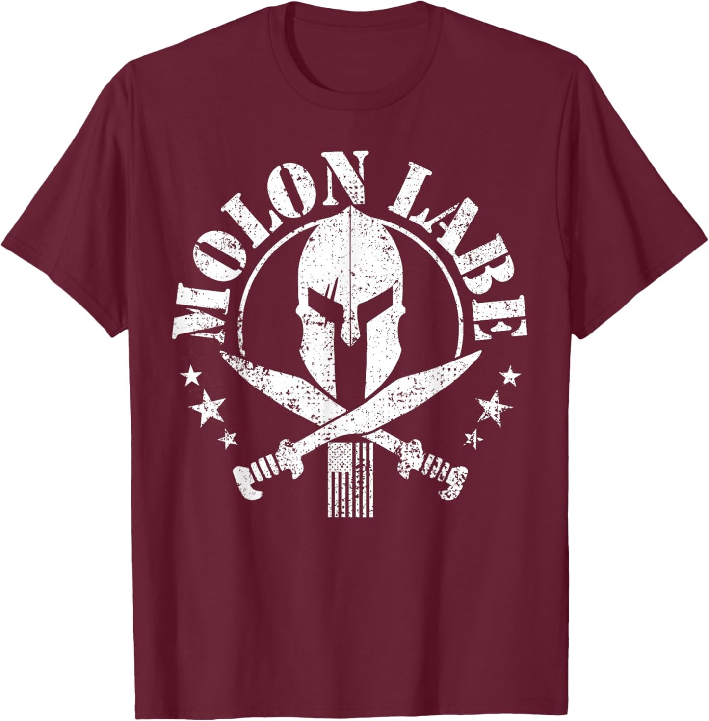 Epic Patriotic American Flag Molon Labe Spartan Military T-Shirt - T-Shirt | Maroon