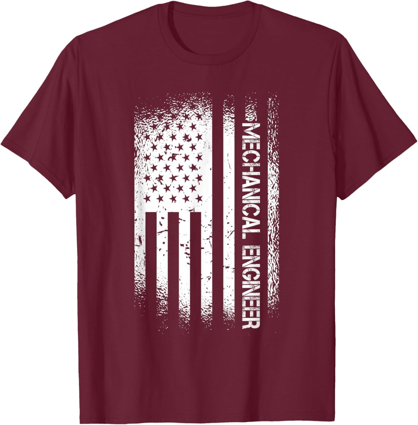 Patriotic Mechanical Engineer With American Flag T-Shirt - T-Shirt | Maroon