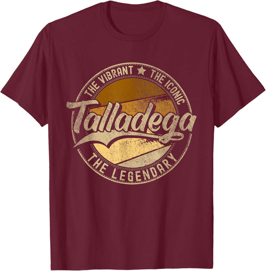 Talladega AL | Alabama | Vintage Distressed , Small, Black T-Shirt - T-Shirt | Maroon
