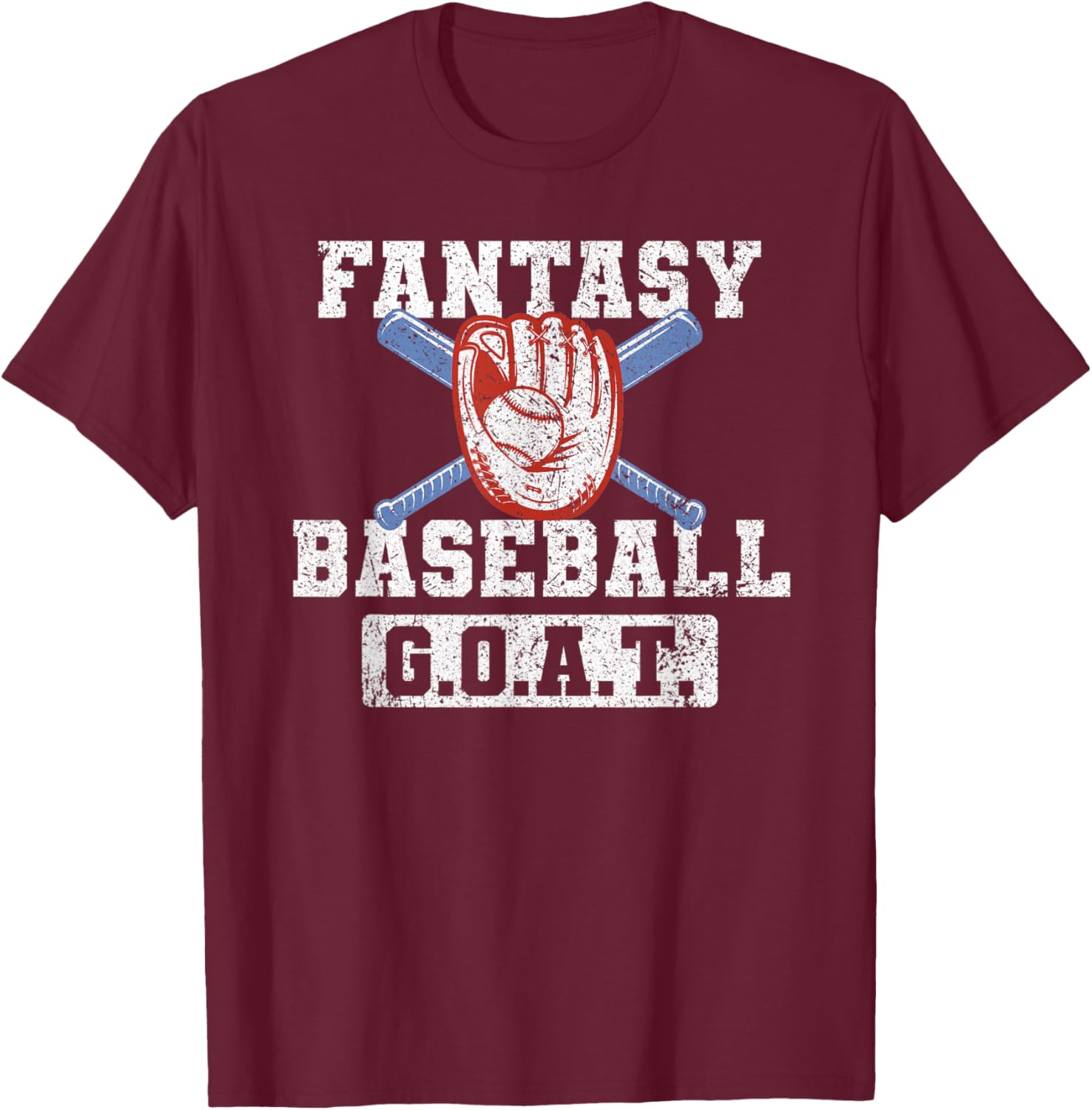 Funny Fantasy Baseball League Fantasy Baseball GOAT T-Shirt - T-Shirt | Maroon