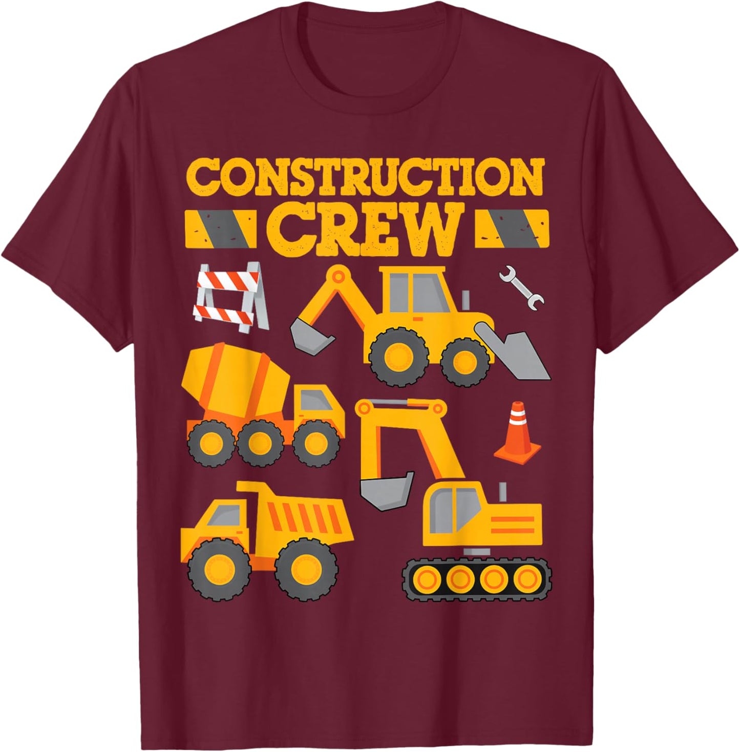Construction Crew Worker Excavator Shirt Toddler Boys Girls T-Shirt - T-Shirt | Maroon