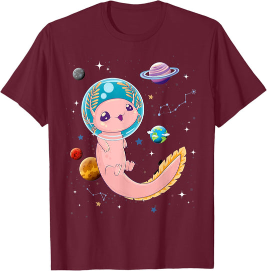 Cute Creepy Anime Pastel Goth Clothes Space Axolotl Kawaii T-Shirt - T-Shirt | Maroon