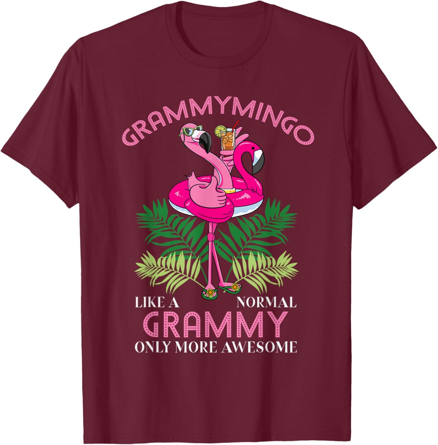 Grammymingo Grammy Flamingo Lover Grandma Grandmother Gramma T-Shirt - T-Shirt | Maroon