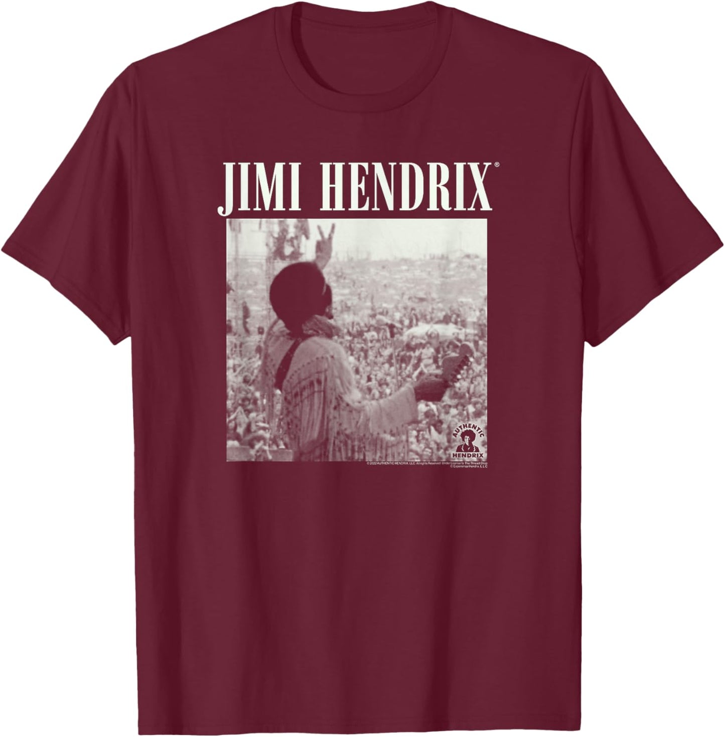 Jimi Hendrix Live at Woodstock T-Shirt - T-Shirt | Maroon