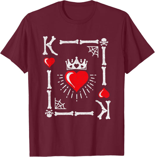 King of Hearts Card Costume - Halloween King of Hearts T-Shirt - T-Shirt | Maroon