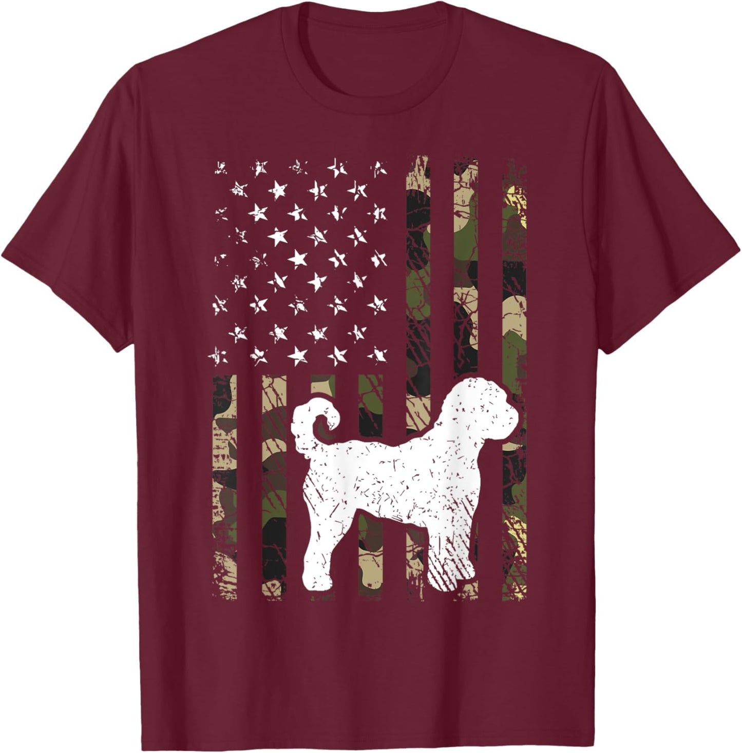 Labradoodle Dog Dad Mom Camouflage USA Flag Women Kids T-Shirt - T-Shirt | Maroon