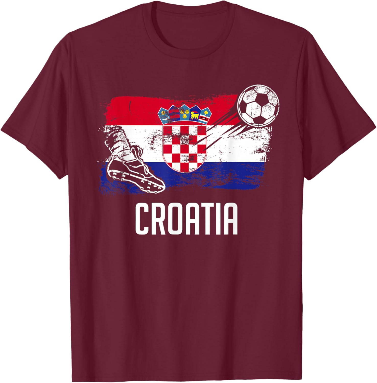 Croatia Flag Jersey Croatian Soccer Team Croatian T-Shirt - T-Shirt | Maroon