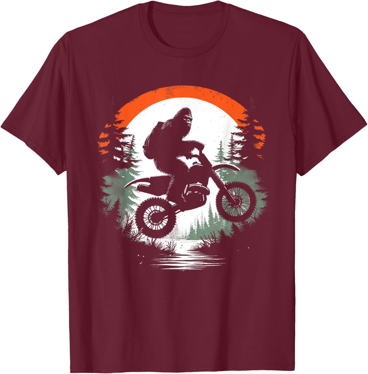 Bigfoot Dirtbike - Funny Bigfoot Sasquatch Bike Lover T-Shirt - T-Shirt | Maroon
