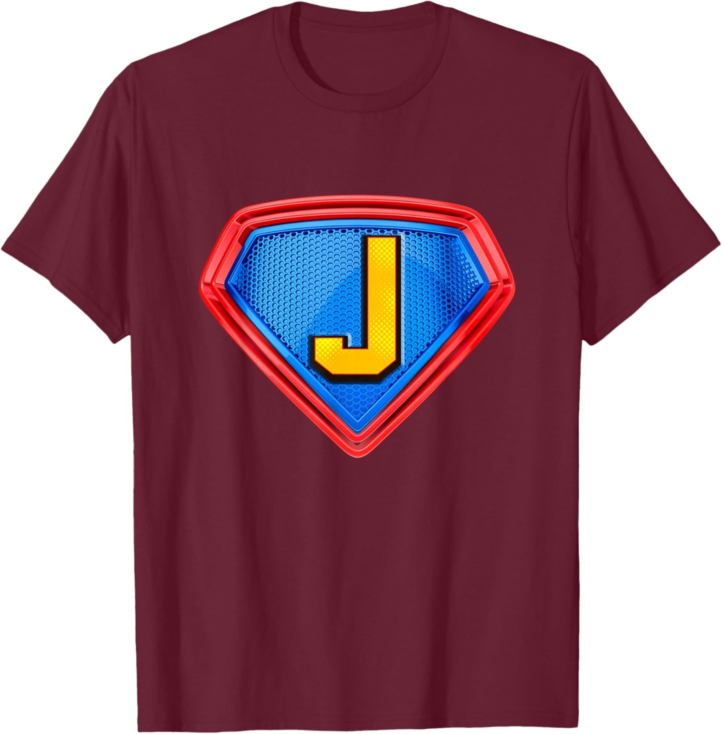 Cool Super J Alphabet Cute Initial Monogram Letter J Graphic T-Shirt - T-Shirt | Maroon