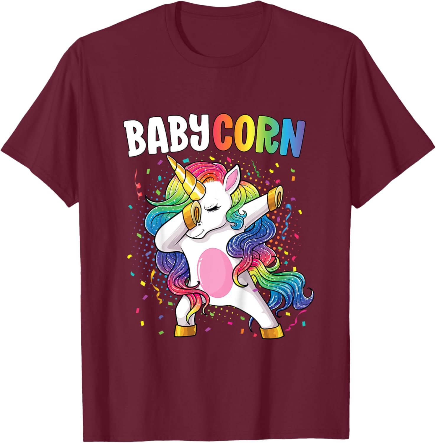 Babycorn Kids Unicorn Birthday Dabbing Unicorn Baby T-Shirt - T-Shirt | Maroon