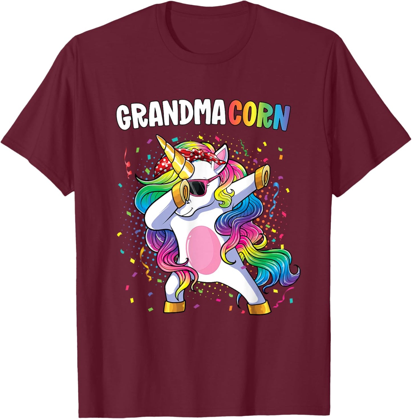 Grandmacorn Women Unicorn Birthday Dabbing Unicorn Grandma T-Shirt - T-Shirt | Maroon