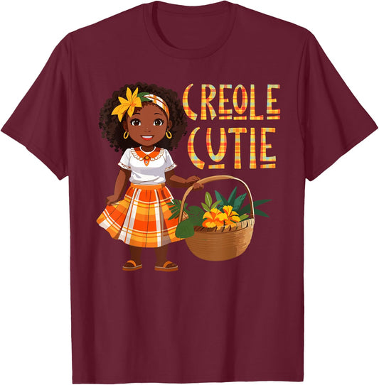 Creole Day Cutie Madras Jounen Kweyol Saint.Lucia Girls T-Shirt - T-Shirt | Maroon